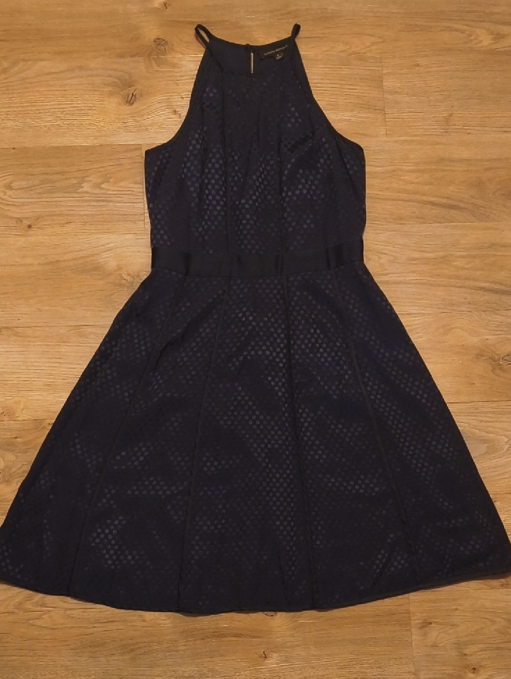 Banana Republic Navy Textured Halter Dress